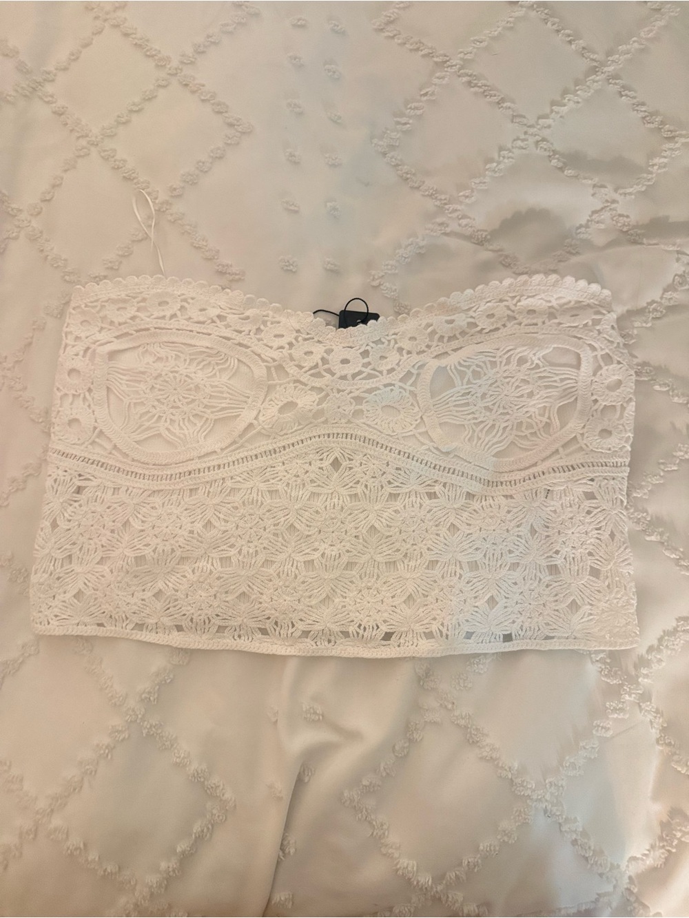 Express White Crochet Strapless Sweetheart Top NWT